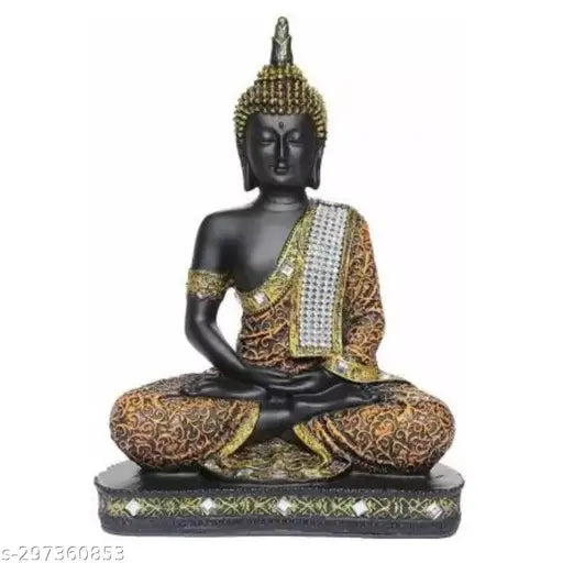 Premium poly resin Buddha statute (17cm x 24cm x 9cm), ideal for living room home decor, meditation lovers, and Fengshui gifts. Indian origin