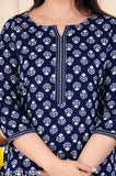Trendy viscose rayon nightsuit with printed design, three-quarter sleeves - modern sleepwear for women - India origin