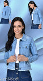 Light washed denim women's 3-patti jacket, long sleeve, Indian origin