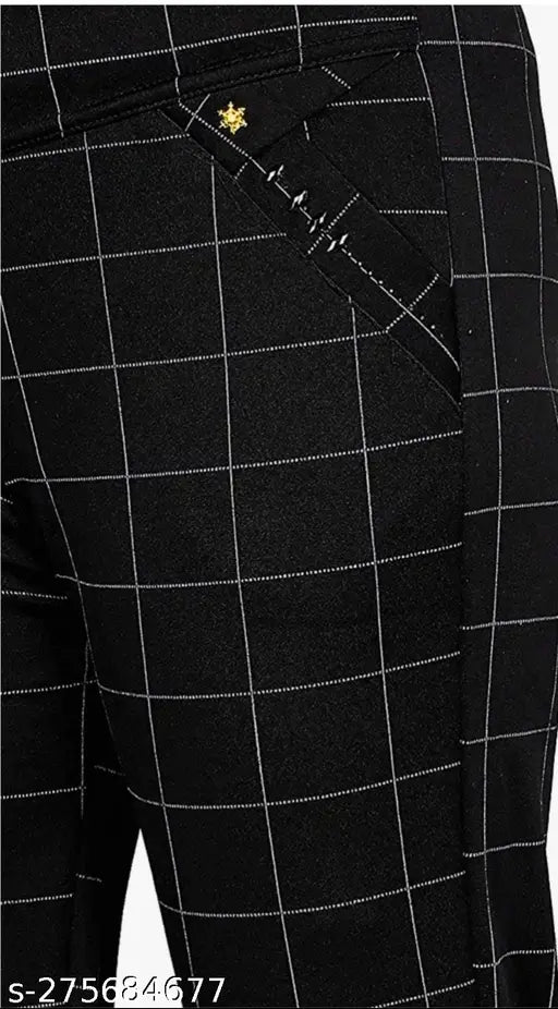 Black and brown checkered Lycra jeggings combo for women's versatile style with double pockets, designed for comfort. Available in sizes 24, 26, 28, 30, 32 (waist: 24-32in, length: 48in). Made in India