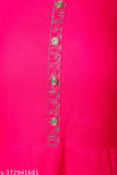 Pink rayon embroidered Anarkali Kurta, three-quarter sleeves, women's fashion for wardrobe refresh