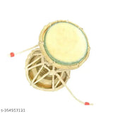 Golden brass handmade SIYARAM Damru for kid's musical exploration, Indian artisan crafted" (104 characters)