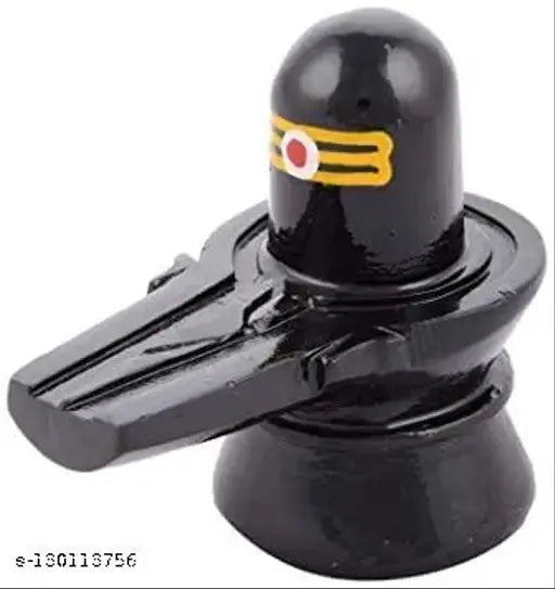Black polyresin Shivling idol by Vidhya Arts for home temple, small stature with detailed design