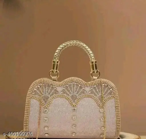 Embellished net satin handpurse & clutch for weddings, engagement, or special events (4 compartments, free size 15x3x14 inches)