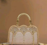 Embellished net satin handpurse & clutch for weddings, engagement, or special events (4 compartments, free size 15x3x14 inches)