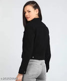 Solid denim jacket for women, long sleeves, size S (34in bust, 21in length), made in India