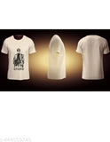 White cotton printed men's t-shirt, regular fit round neck half sleeve (white), ideal for casual wear & everyday comfort