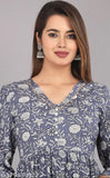 Rayon Women's printed pom-pom anarkali, three-quarter sleeves, casual and festive wear