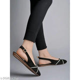 Black synthetic ballerina flats with rhinestone knot detail for women & girls, boosting style and comfort
