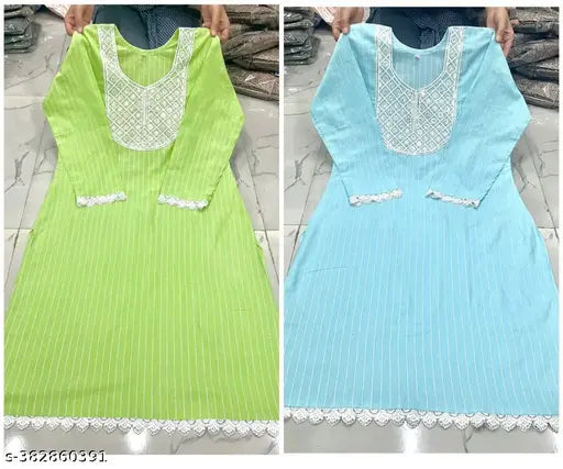 Rayon embroidery kurti combo set for women, three-quarter sleeves party wear, printed Indian design