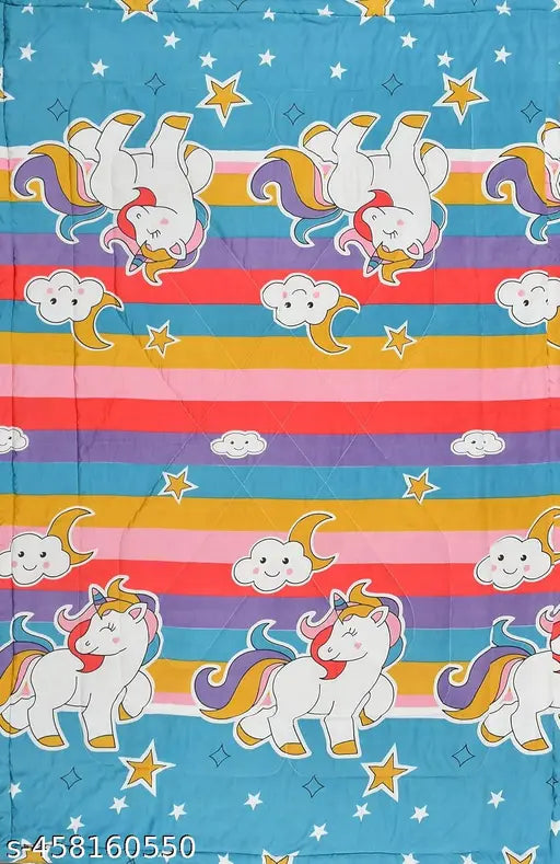 Multi-colored reversible comforter for mild winter, 3-layer, 220 gsm quilt/duvet, 60" x 90