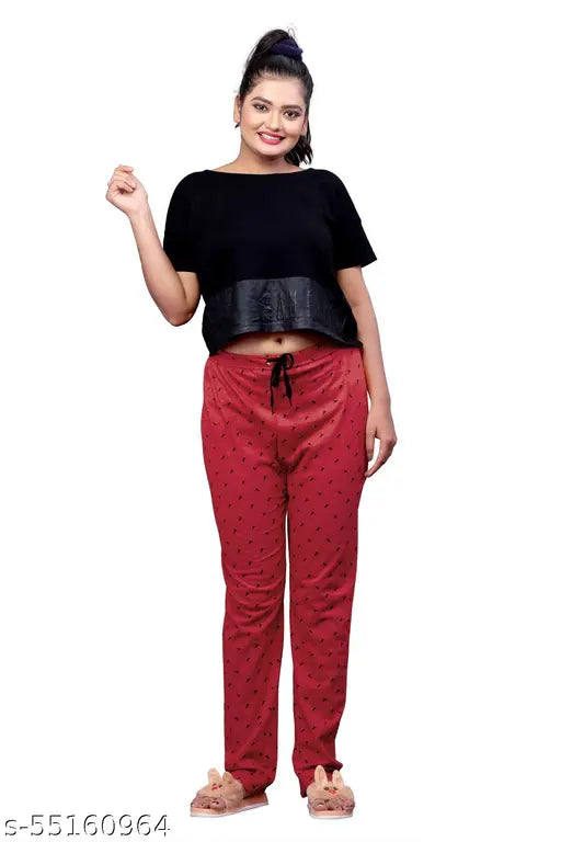 Bird-print cotton pyjama set for women (Size S-3XL), ideal for nightwear & lounge wear