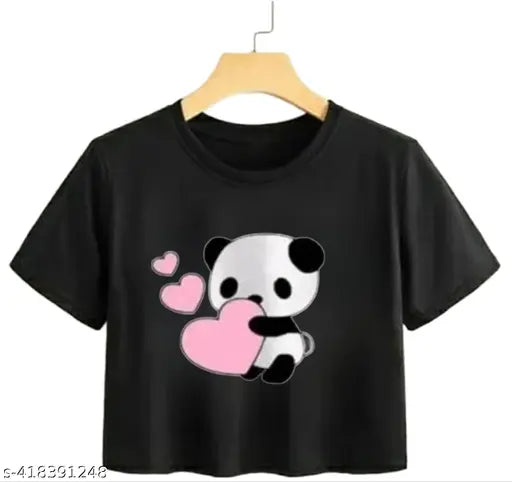 Lightweight cotton blend crop top for women & girls. Vibrant funky printed round neck design, perfect for casual wear, parties, and festivals