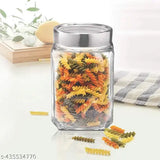 Transparent airtight glass cube jars, pack of 6 for stylish kitchen storage - ideal for pickles or spices