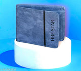Blue faux leather men's card holder, 2 compartments, slim design for casual wear