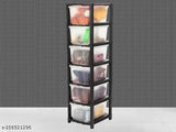 Transparent black 6xL drawer organizer for clothes, books, toys, shoes - plastic storage system on table