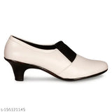 Synthetic leather slip-on heels for women and girls - trending party and casual shoes in solid design