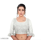 White net Rasal saree with self-design pattern, free size, origin India