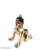 Pure brass Bal Radha Rani Ji idol, size 3. Detailed Krishna figure from India