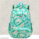 Forest green canvas print backpack, large capacity, waterproof, lightweight, multifunctional. Ideal for travel, school, or everyday use by kids and teens. Spacious design with 4 compartments, suitable for various activities. Perfect blend of style and durability, featuring a trendy front-side pattern. Dimensions: 17in (L) x 14in (W). Made in India