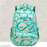 Forest green canvas print backpack, large capacity, waterproof, lightweight, multifunctional. Ideal for travel, school, or everyday use by kids and teens. Spacious design with 4 compartments, suitable for various activities. Perfect blend of style and durability, featuring a trendy front-side pattern. Dimensions: 17in (L) x 14in (W). Made in India