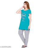 Cotton summer nightwear, printed casual suite set for women - BLISS BELL