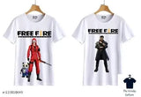 Freefire character printed polyester round neck t-shirts for men, India origin