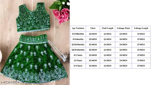 Velvet embroidered kid's lehenga, suitable for parties and festive wear, India-made