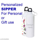 Personalized white aluminium sipper bottle (750ML) for kids & adults, custom with photo or quote