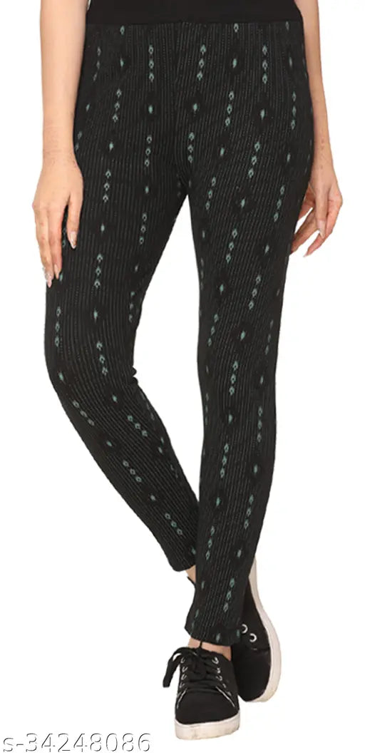 Free size printed net cotton blend jeggings by SHAUN, women's fashion from India