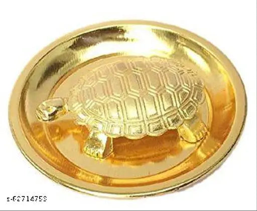 Brass Ganesh-Laxmi statues with crystal tortoise items, enhancing career luck and Feng Shui decor. (Indian-made)