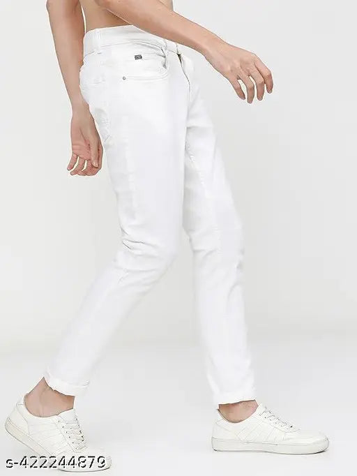 Men's solid denim slim fit mid-rise jeans, size 28x30 (India)