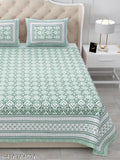 Pure cotton double queen bedsheet set with ethnic motifs, 144 thread count, ideal for summer