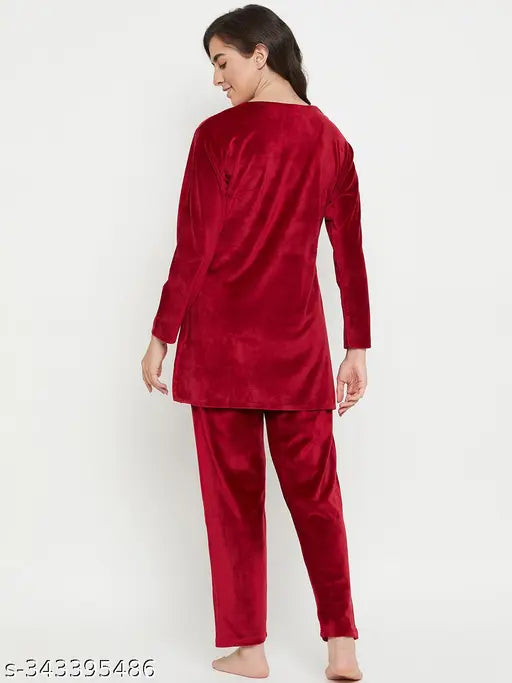 Women's Velvet Winter Kurti & Pajama Set, kashmiri design, soft and comfortable, mid-waist, ideal for winter seasons, perfect gift for special occasions