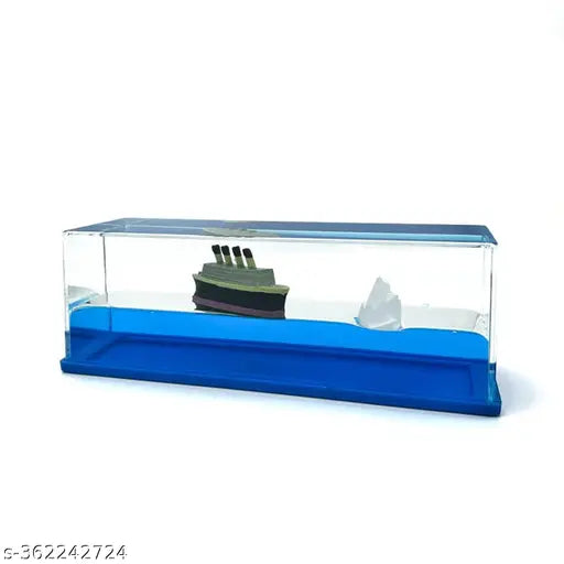 Titanic cruise ship model acrylic decor - Unsinkable liquid wave ornament, home or office stress relief, leak-proof design, perfect gift for bravery symbolism