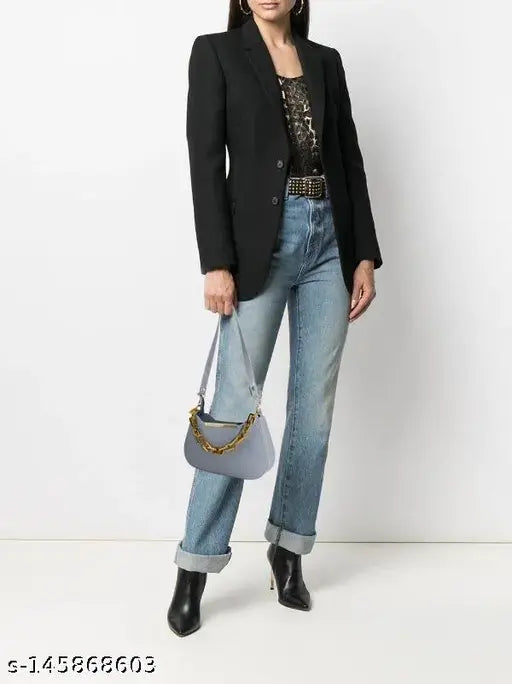 PU sling bag for women, solid net design, zipper closure, gold chain strap, versatile for parties or casual wear, made in India