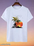 Blue polyester men's BEACH PARTY half t-shirt, printed net design, short sleeves, S-XXL sizes