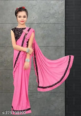 Striped net new attractive baby girl saree for weddings, unstitched blouse included. Indian-made traditional kids' attire