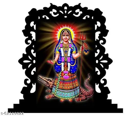 Multicolor acrylic figurine of Khodiyar maa murti, ideal for car or home decor, temple, office study table, or gift item