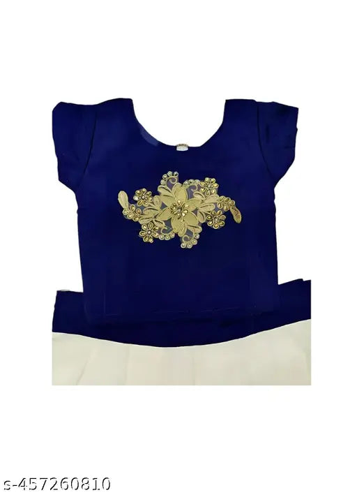 Taffeta silk embroidered lehenga & dupatta set, Indian girls party wear (6-9 months - 6-7 years)