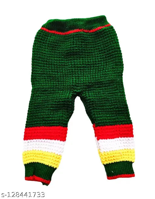 Woolen self-designed winter wear for baby girls: sweater, pyjama cap, and bootie (India)