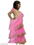 Indian ethnic Banglori silk kids' lehenga choli set in solid colors, perfect for special occasions and parties