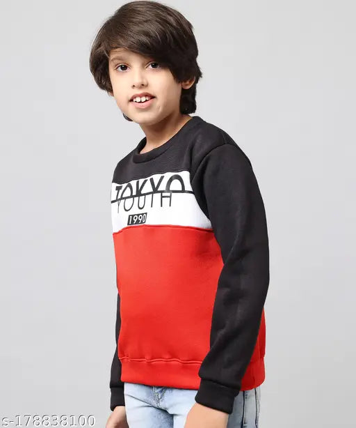 Stylish woolen full sleeve winter sweatshirt for kids, printed net design, keeps them warm and comfortable