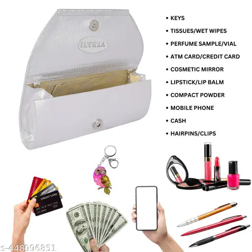 Golden polyester glitter evening clutch, 2 compartments, perfect for bridal parties, India-origin