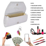 Golden polyester glitter evening clutch, 2 compartments, perfect for bridal parties, India-origin