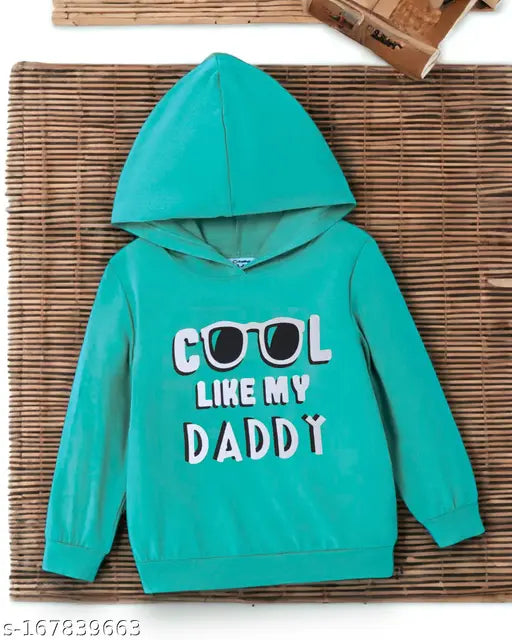Green cotton kids' sweatshirts & hoodies with printed design, perfect for boys aged 6 months to 15 years