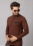 Men's maroon printed full-sleeve cotton T-shirt, trendy casual wear on display, XXL size (chest 23in, length 29in) for bold statements