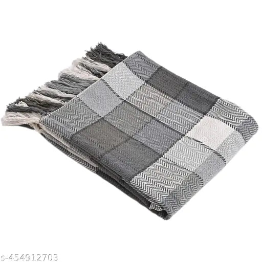 Cotton blend checkered throw blanket for couch, soft & cozy (50x60 inches), versatile home decor essential