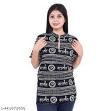 Cotton Mahakaal Damru Om printed short kurta for women, vibrant Indian fashion