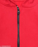 Cotton blend fleece hoodie for kids winter wear, solid color, long sleeves, sizes range from 2-3 to 14-15 years, made in India